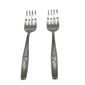 2 piece International Silver Random Rose Stainless Luxury Individual Salad Fork
